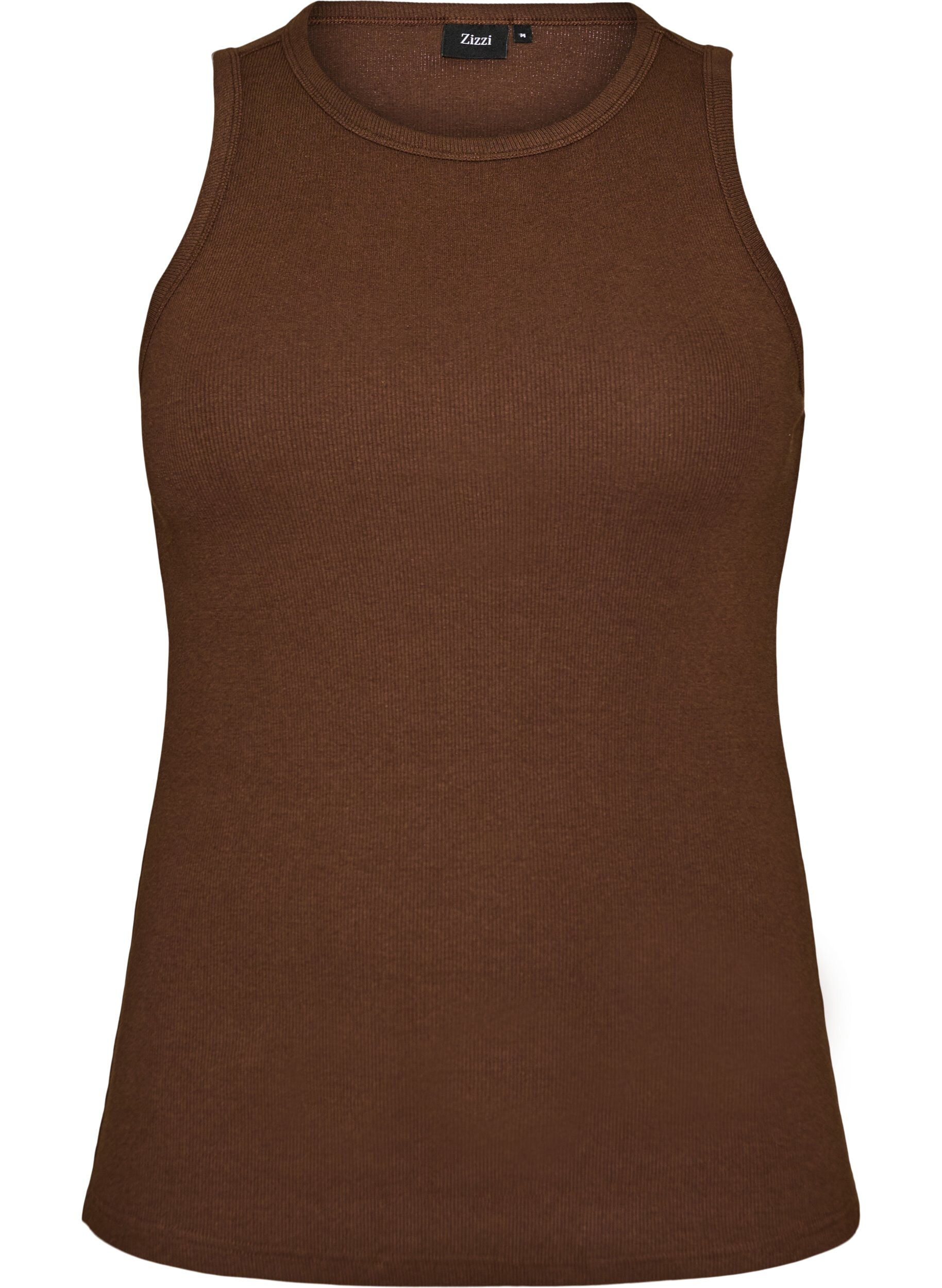ZizzifashionCotton ribbed top with high neck, Brown, Packshot image number 0