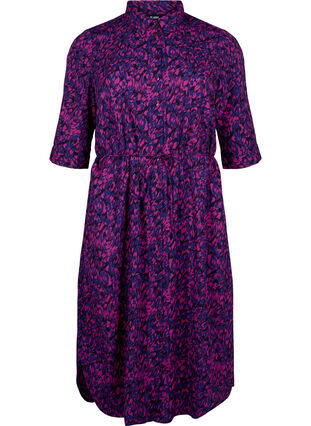 FLASH - Shirt dress with print, Pink Blue AOP, Packshot image number 0
