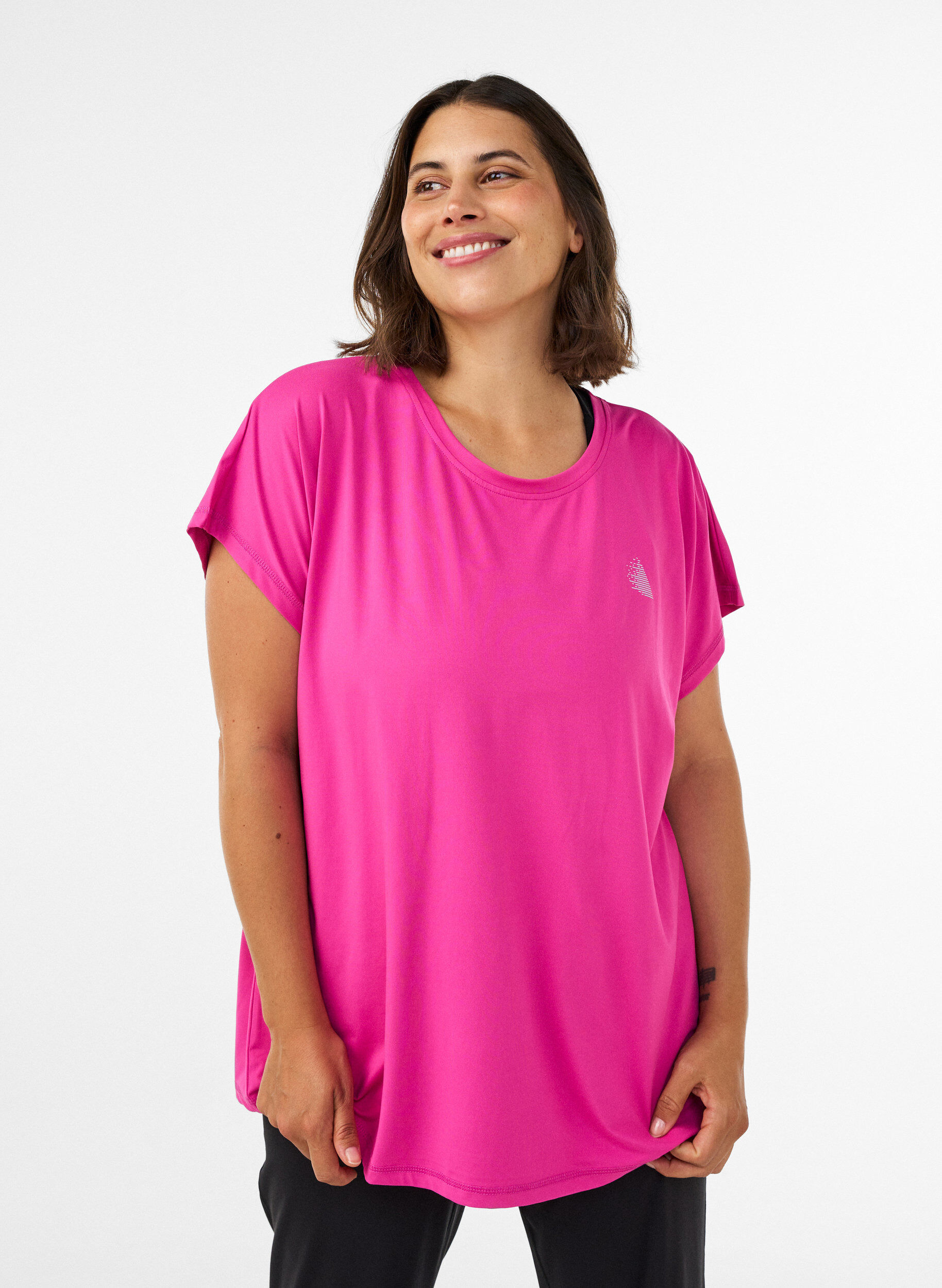 Solid-coloured training T-shirt, Pink, Model