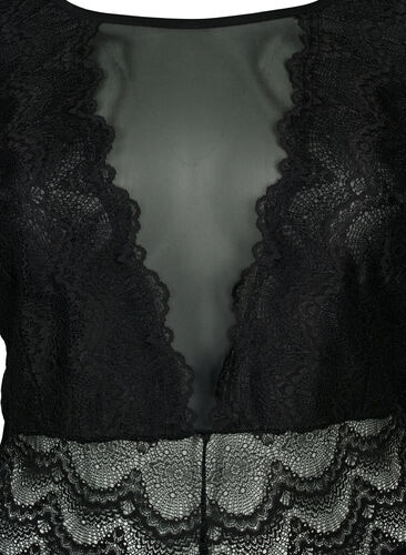 Bodystocking with lace and mesh, Black, Packshot image number 2