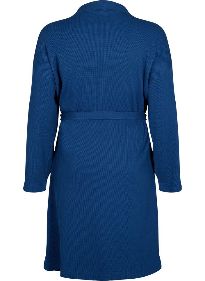 Bathrobe with pockets and tie belt, Blue Opal, Packshot image number 1