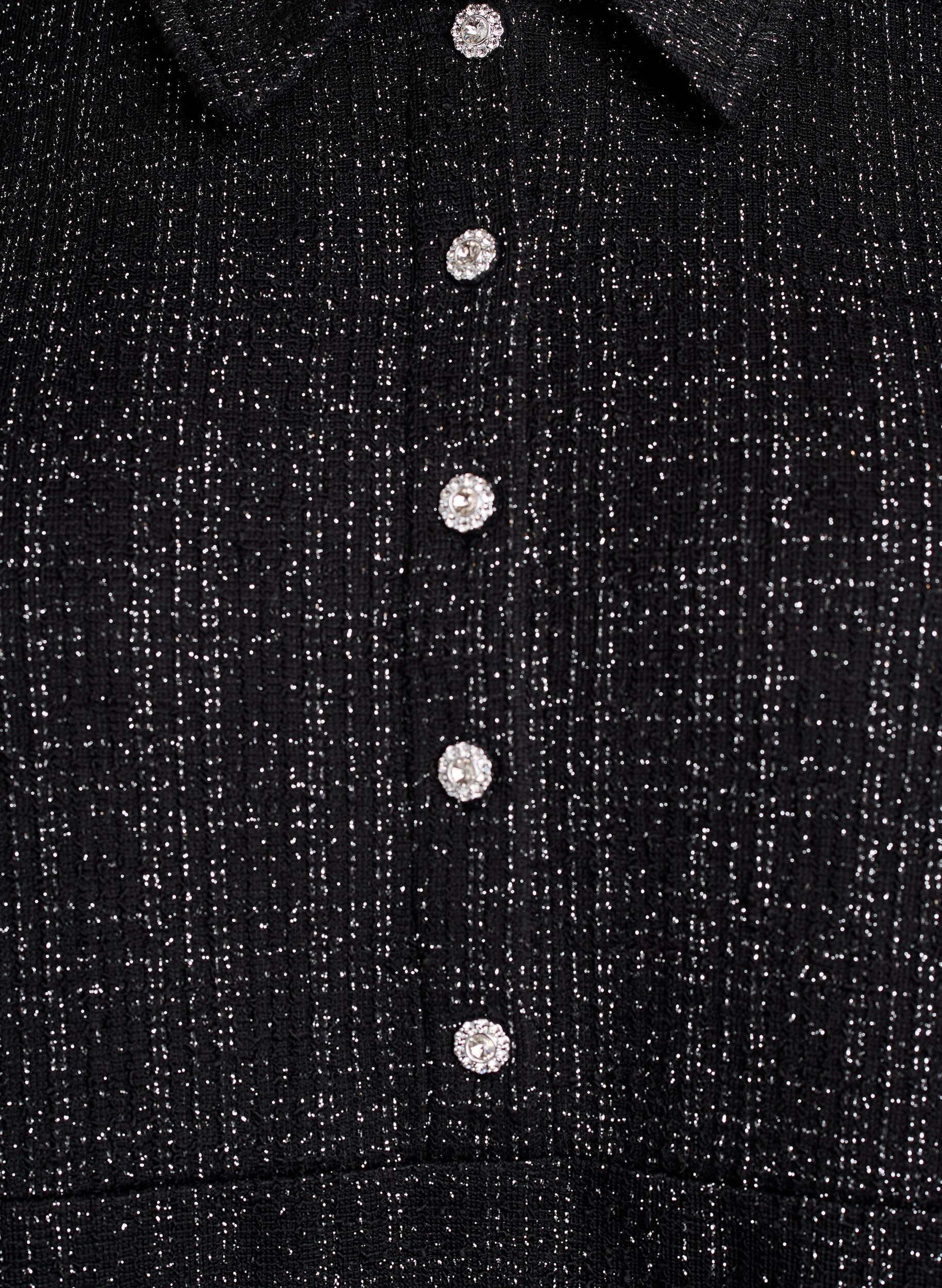 Zizzifashion Short boucl&eacute; dress with decorative buttons, Black, Packshot image number 2