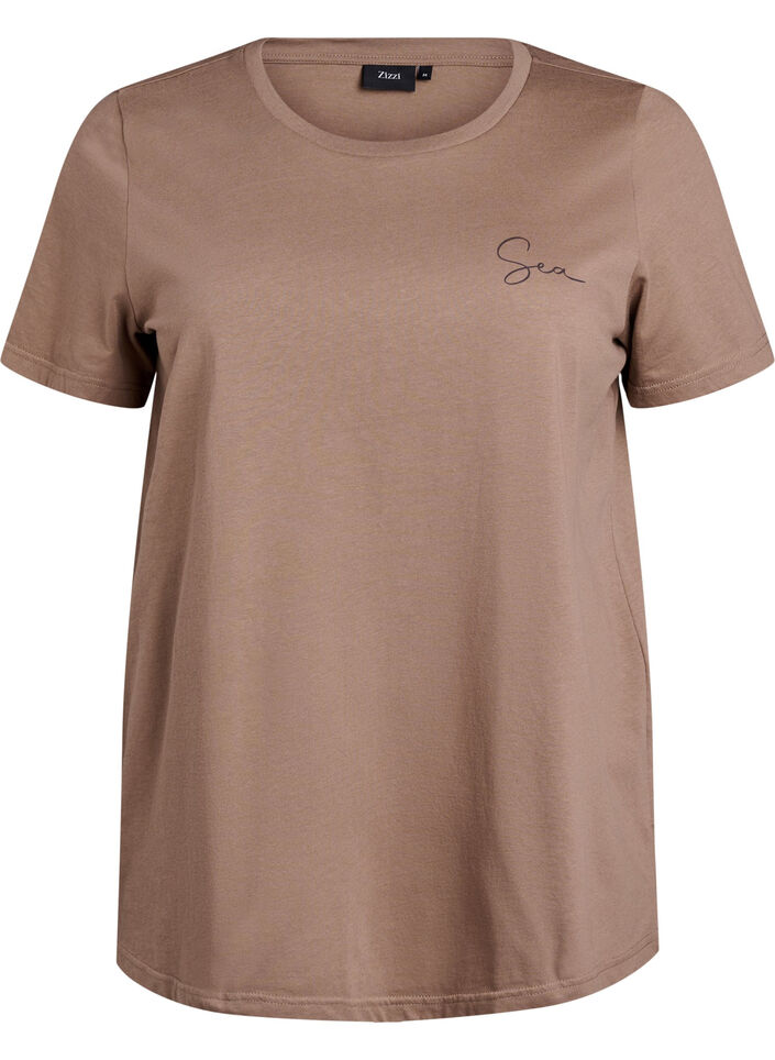 T-shirt with print details on the front and back, Brown, Packshot image number 0