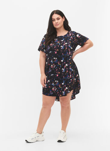 Dress with short sleeves, Graphical Ditzy, Model image number 1