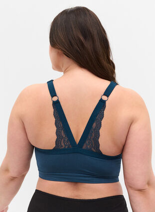 Soft bra with lace back, Blue Wing Teal, Model image number 1