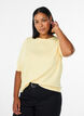 Fine-knit blouse with short sleeves, Yellow, Model image number 0