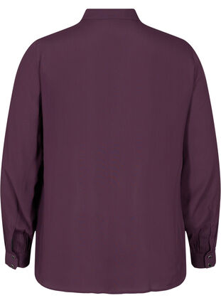 Viscose shirt with buttons and frill details, Plum Perfect, Packshot image number 1