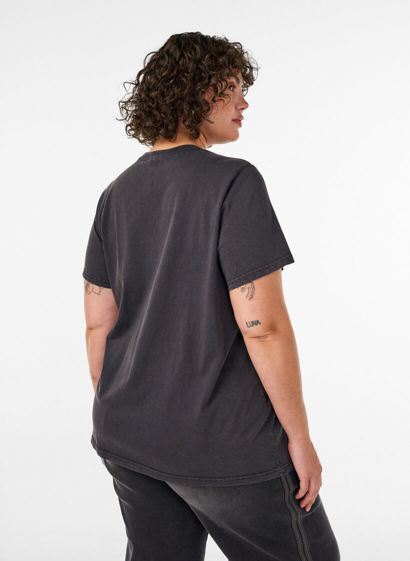 Organic cotton graphic T-shirt, Beige, Model image number 2
