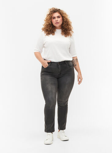 Slim fit Emily jeans with normal waist, Dark Grey Denim, Model image number 0