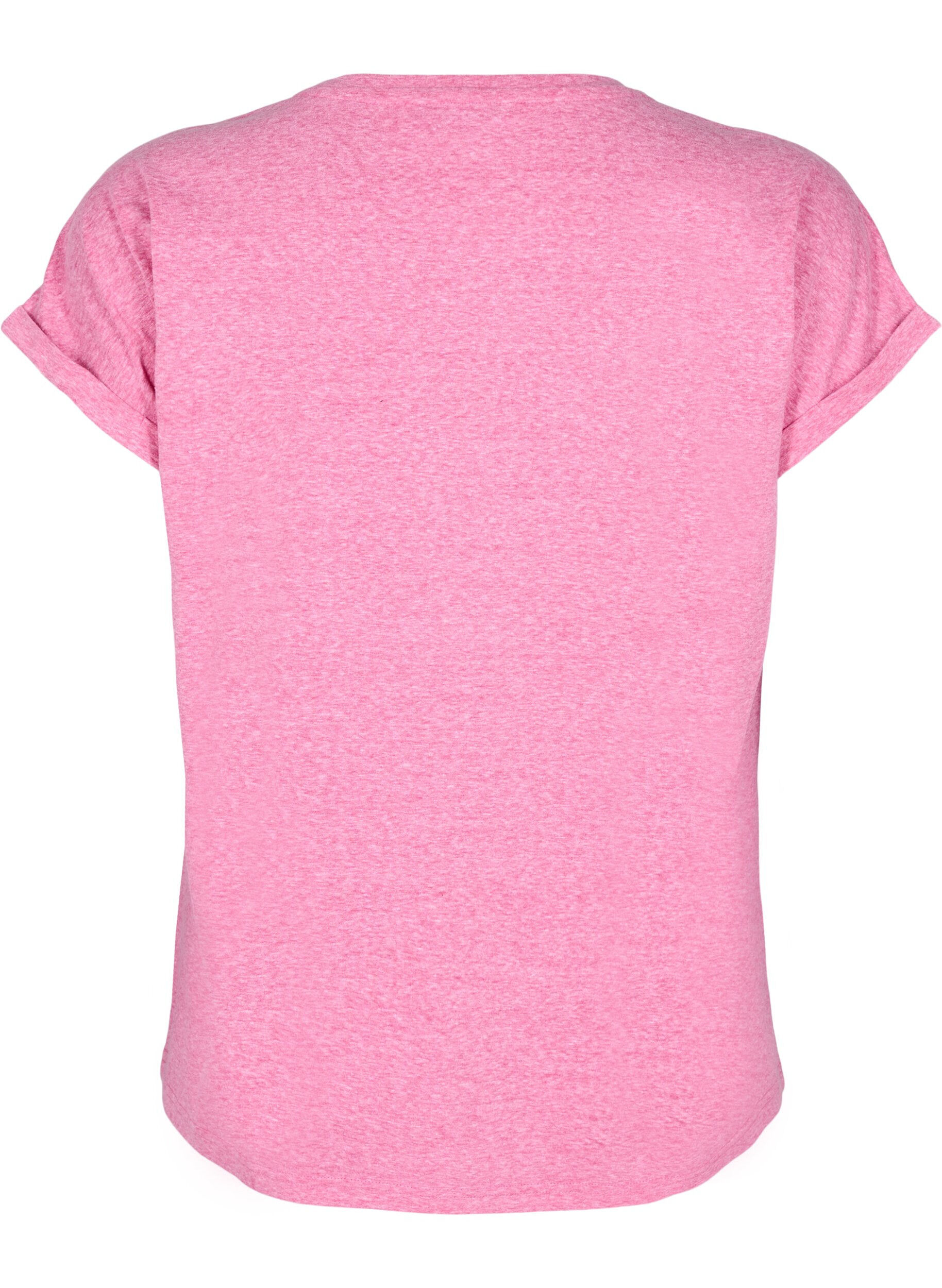 Zizzifashion Melange T-shirt with short sleeves, Rose, Packshot image number 1