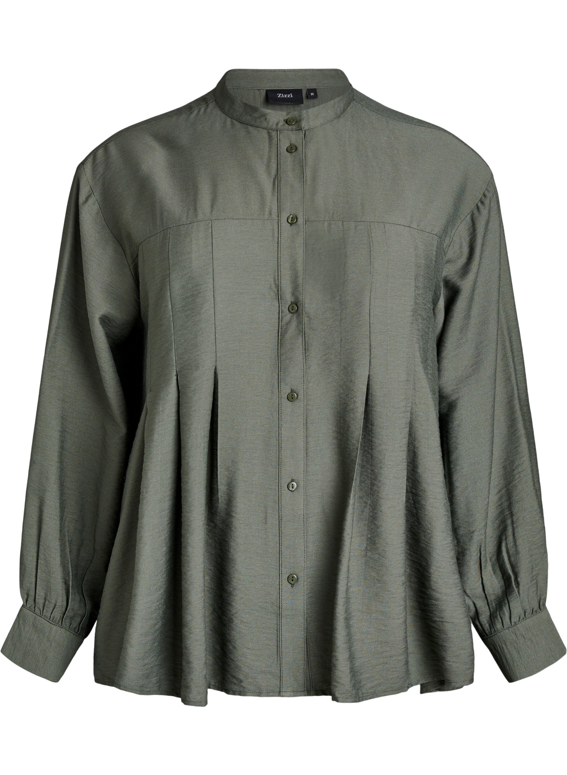 Zizzifashion Viscose shirt with A-line shape, Green, Packshot image number 0