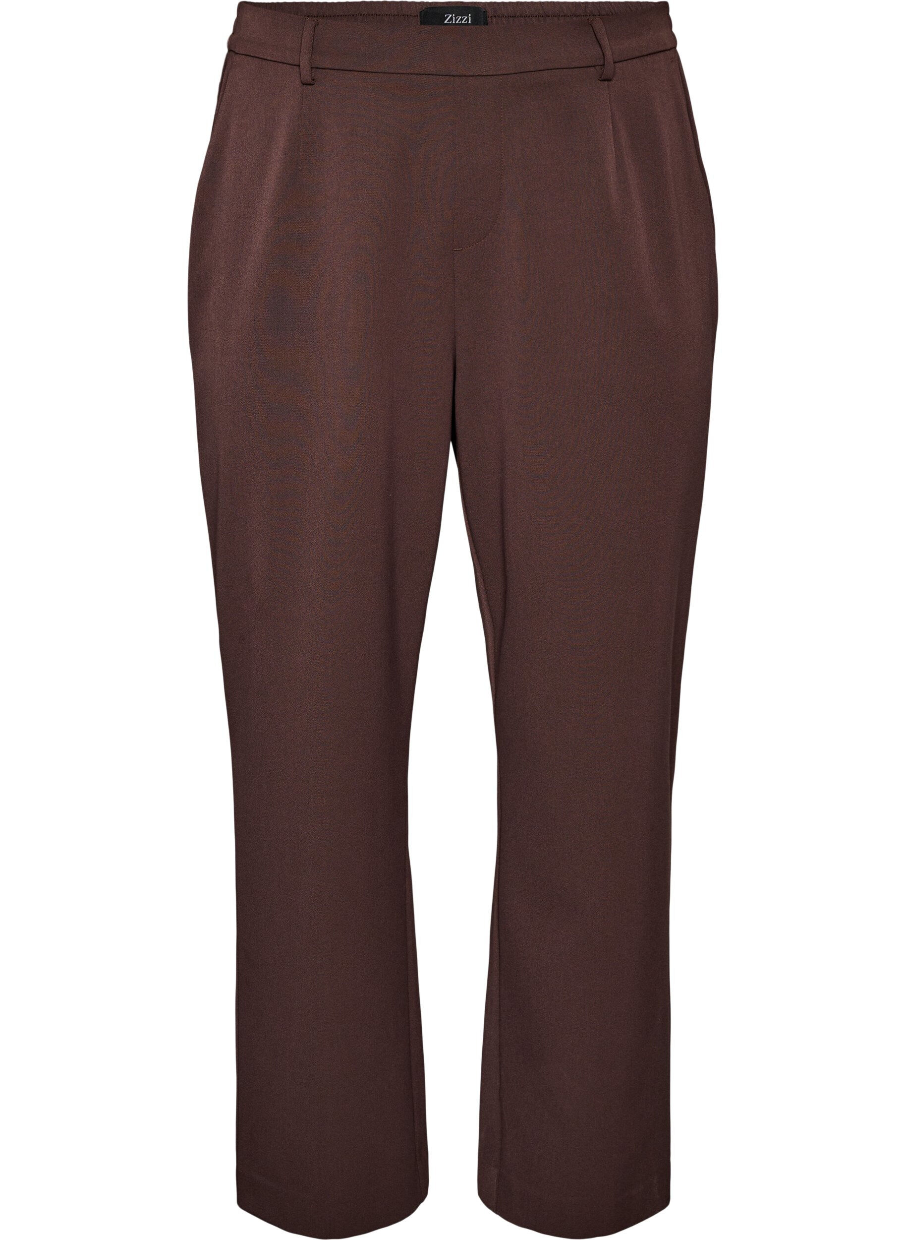 ZizzifashionHigh-waisted tailored trousers with straight fit, Brown, Packshot image number 0