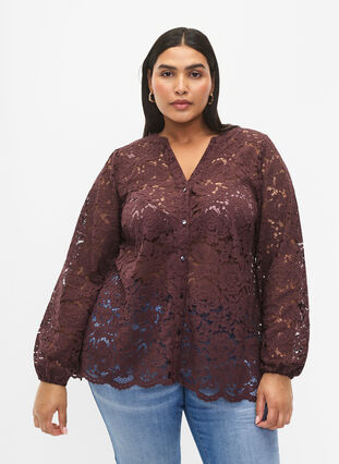 Lace shirt with A-shape, Fudge, Model image number 0