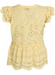 Sleeveless broderie anglaise blouse with ruffles, Yellow, Packshot image number 1