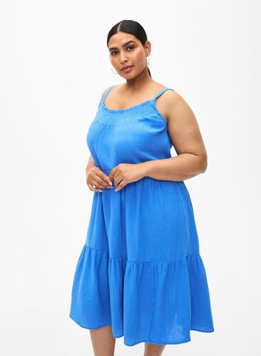 Plain cotton strap dress, Marina, Model image number 0