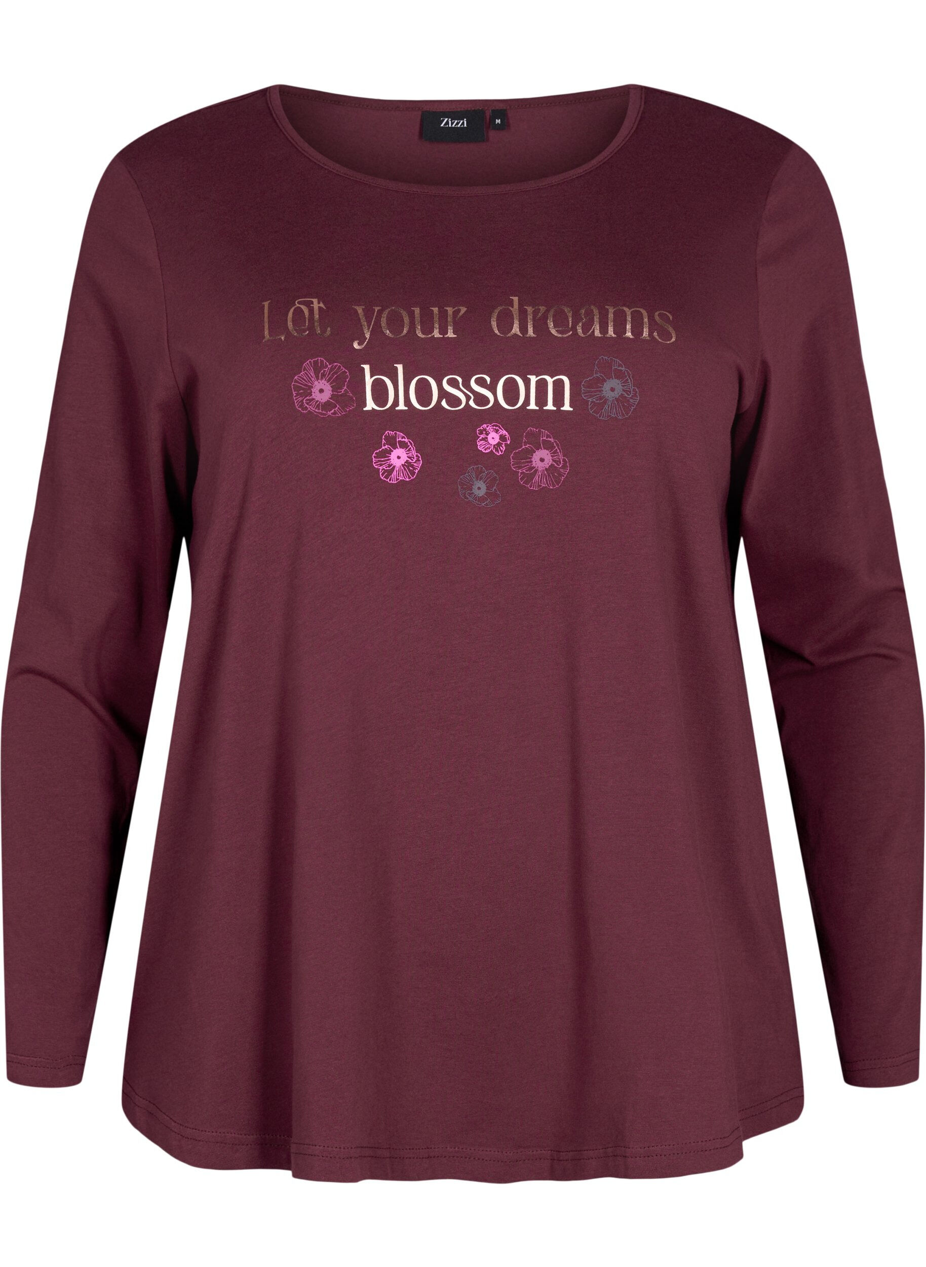 Zizzifashion Cotton nightshirt with text print, Red, Packshot image number 0