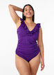 Swimsuit with ruffles and removable inserts, Purple, Model image number 0