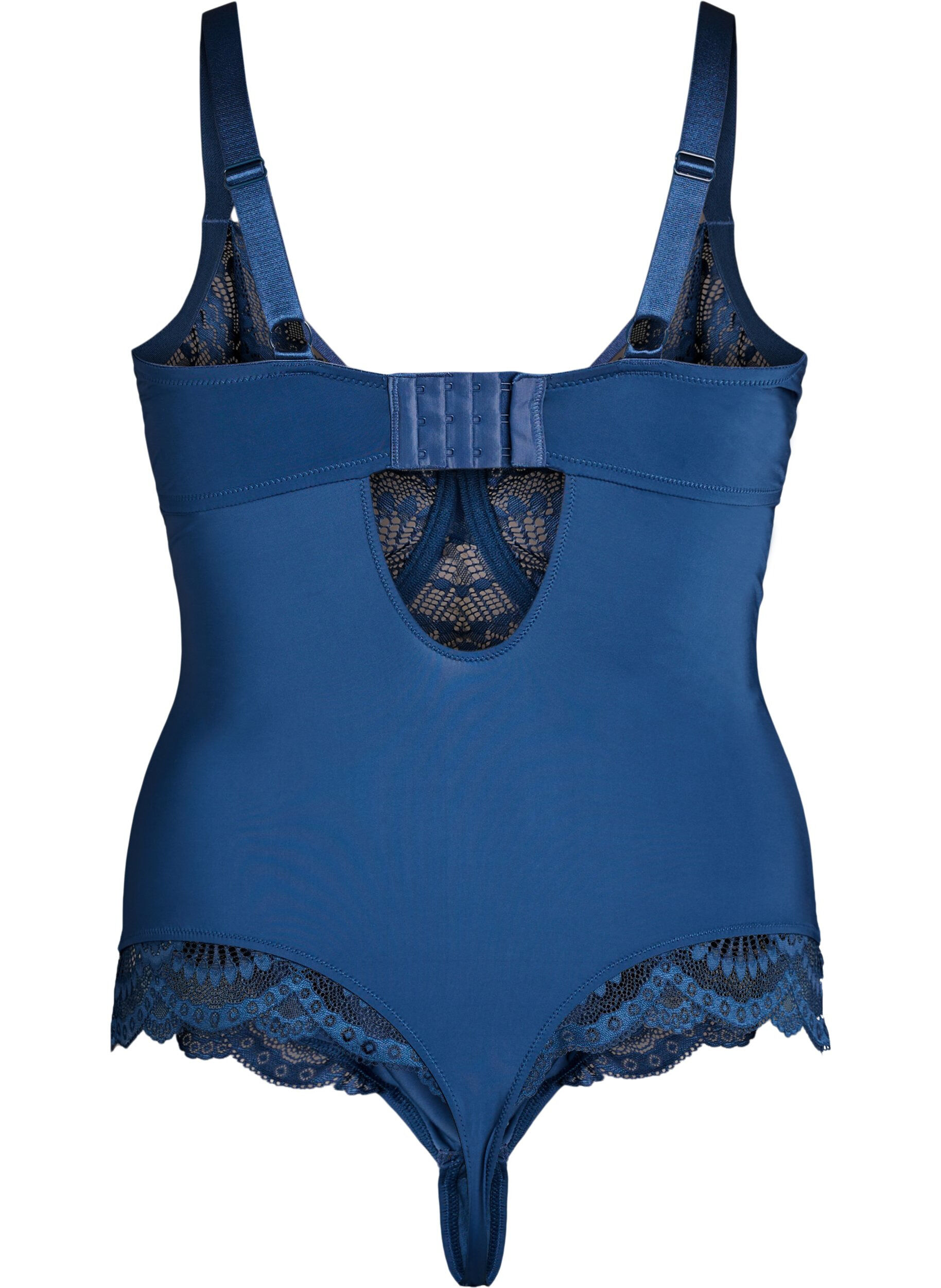 Zizzifashion Underwired lace body with strap detail, Blue, Packshot image number 1