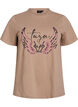 T-shirt in organic cotton with statement print, Beige, Packshot image number 0