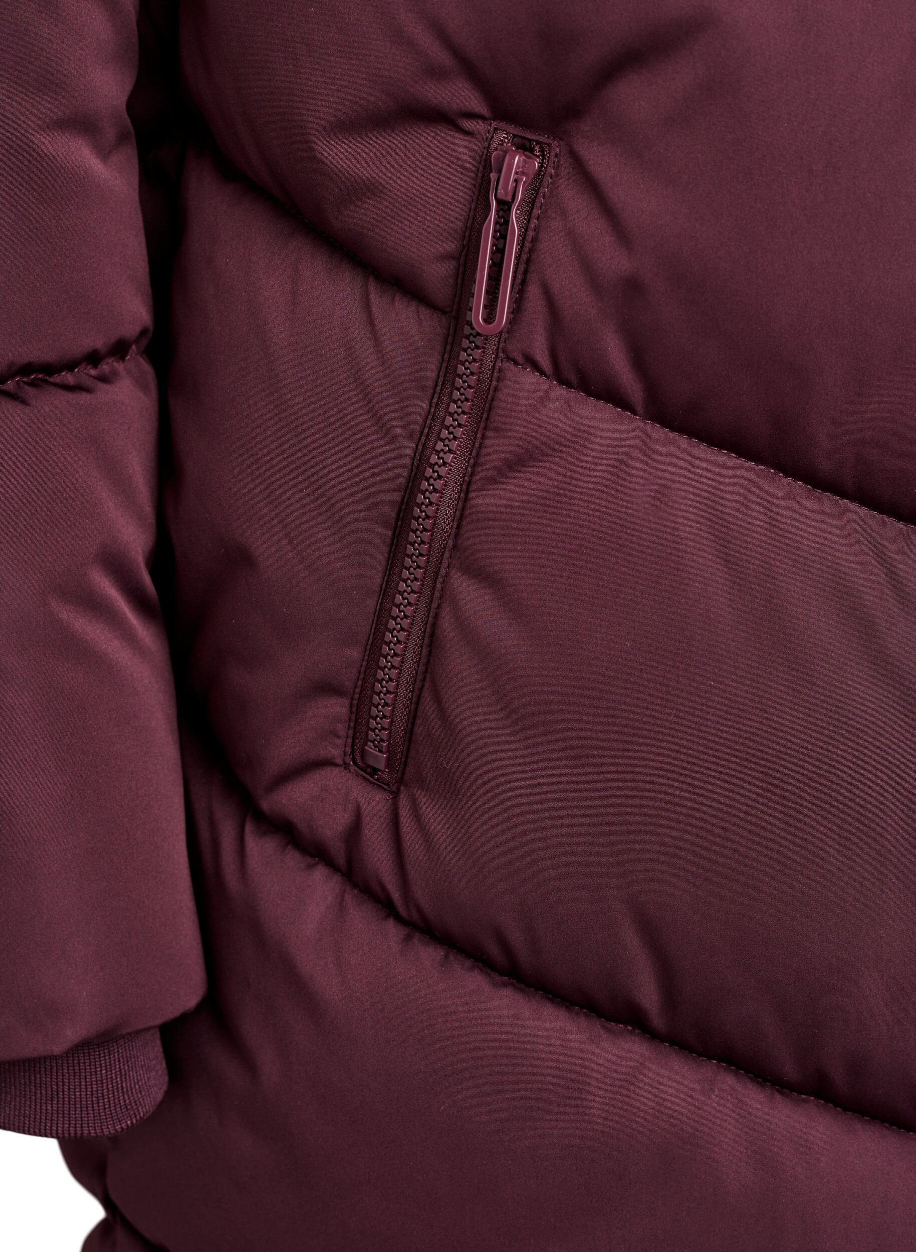ZizzifashionLong puffer coat with hood and pockets, Dark Bordeaux, Packshot image number 3