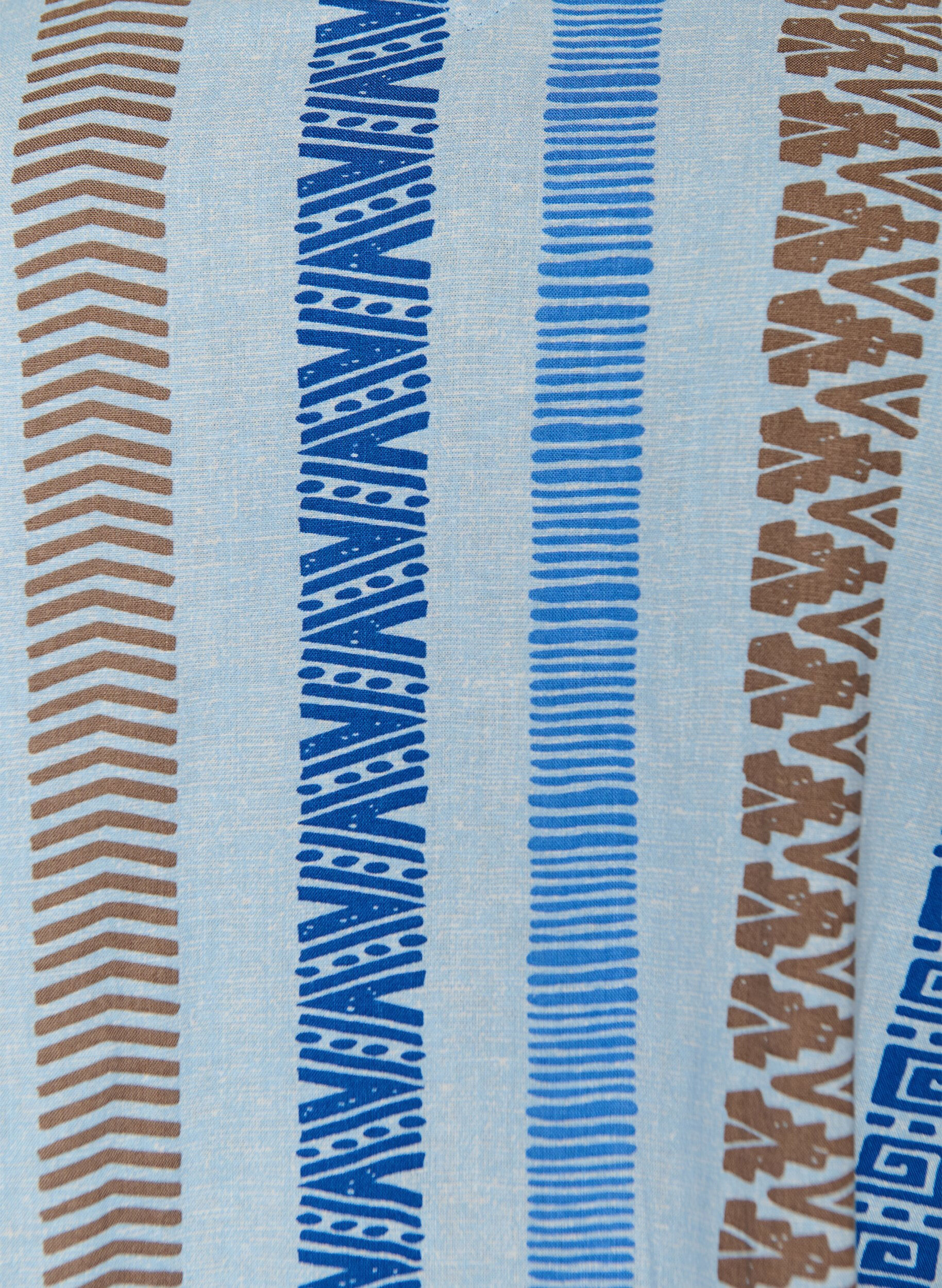 ZizzifashionShort dress in linen and viscose with 3/4 sleeves, Blue, Packshot image number 2