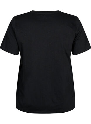 Short-sleeved basic t-shirt with v-neck, Black, Packshot image number 1