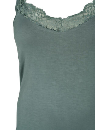 Viscose top with lace edge, Balsam Green, Packshot image number 2