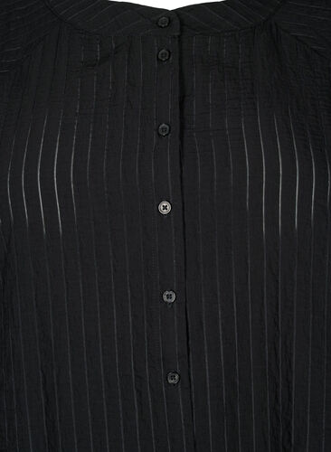 Long viscose shirt with striped pattern, Black, Packshot image number 2