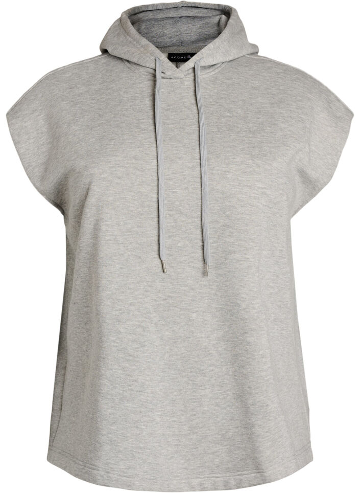 Hooded sweat vest with shoulder padding, Grey, Packshot image number 0