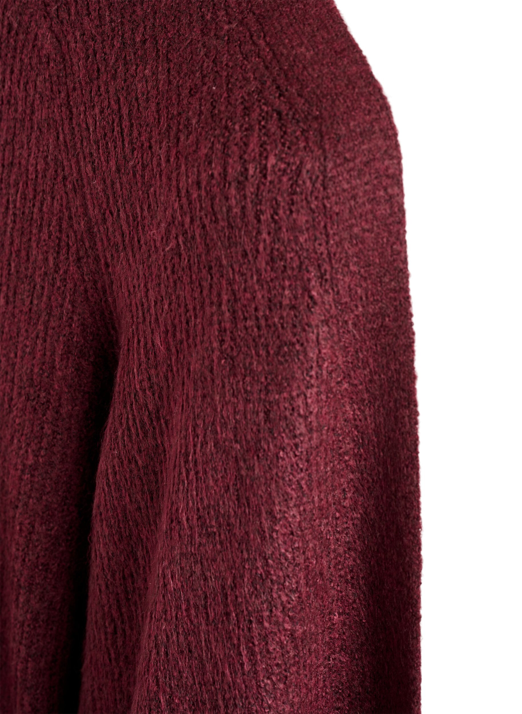 ZizzifashionLong ribbed cardigan with an open front, Red, Packshot image number 2