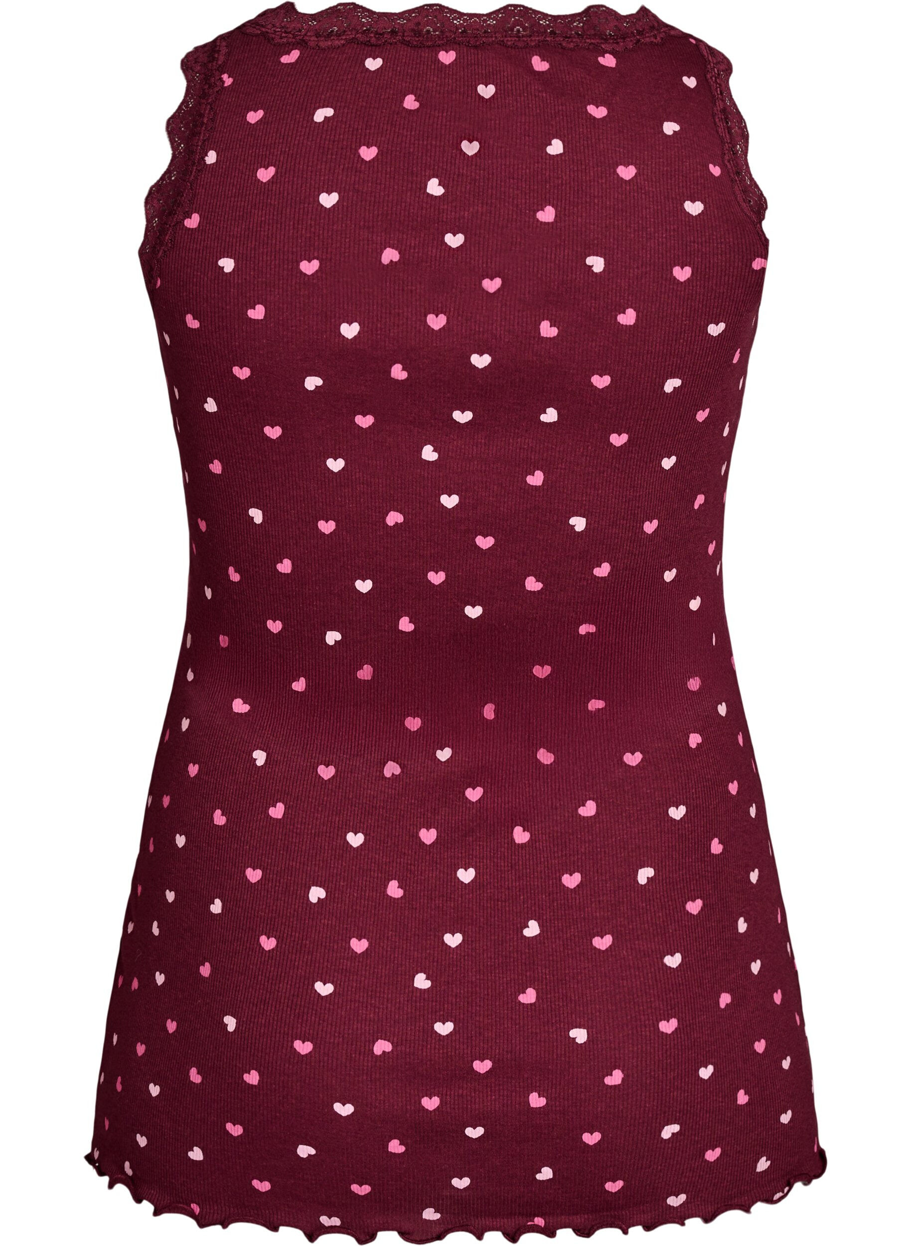 Zizzifashion Top with print and lace edge, Red, Packshot image number 1