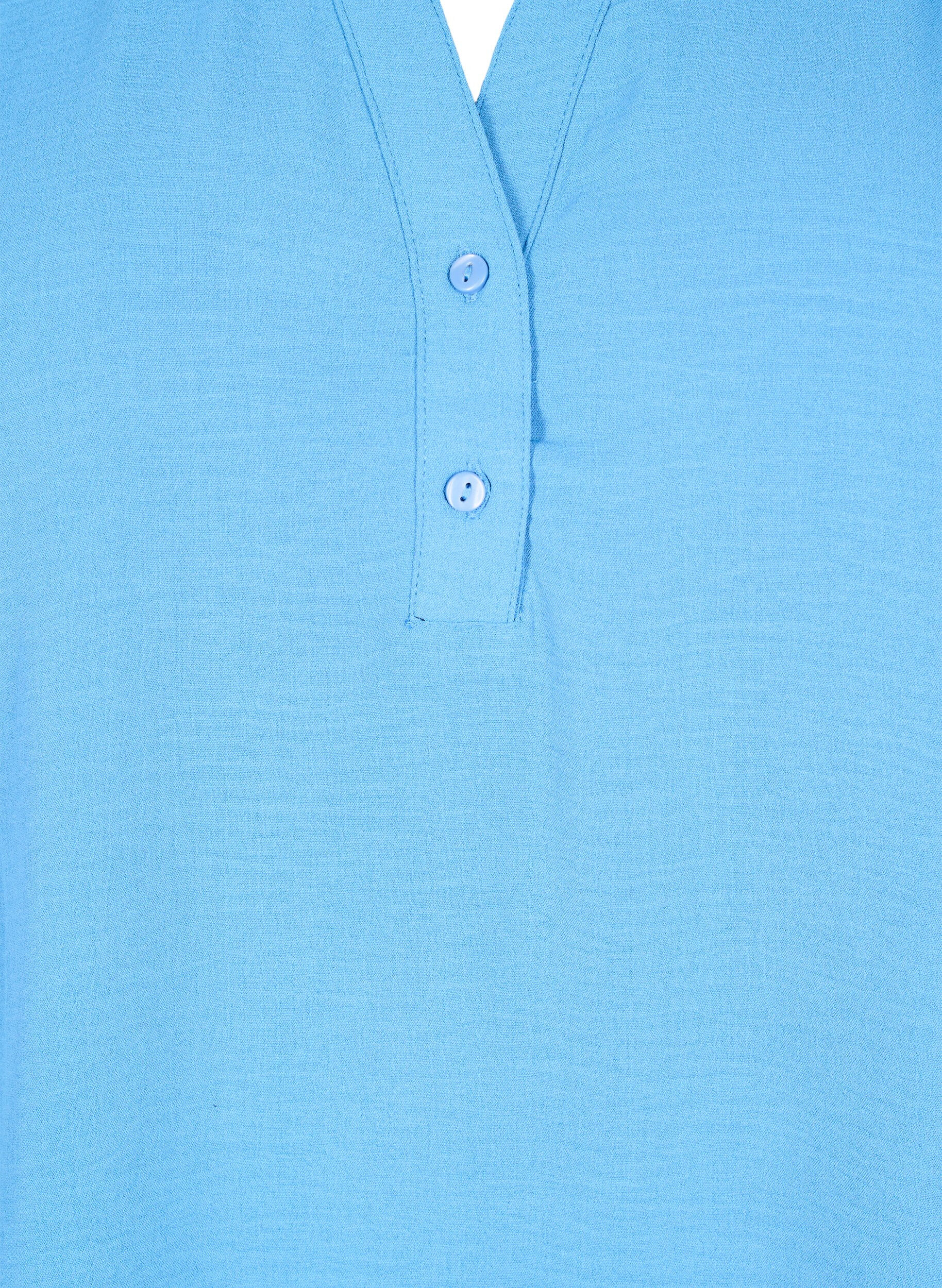 Zizzifashion Long-sleeved shirt blouse with V-neck, Riverside, Packshot image number 2