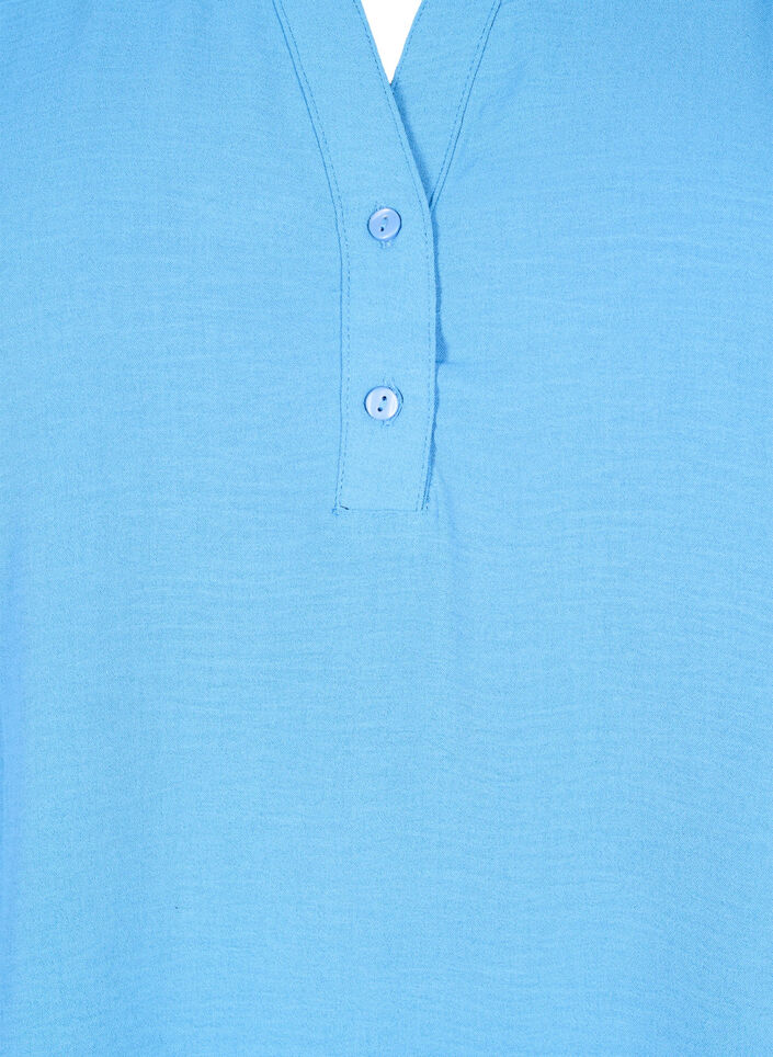 Long-sleeved shirt blouse with V-neck, Riverside, Packshot image number 2