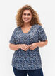 FLASH - Printed t-shirt with v-neck, Blue Green Ditsy, Model image number 0