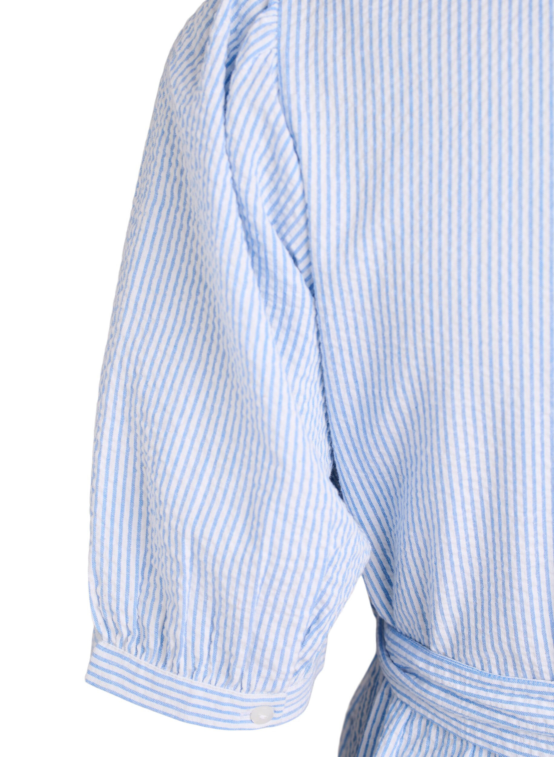 ZizzifashionStriped midi dress in cotton with a tie-belt, White, Packshot image number 3