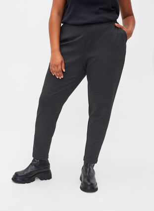 Cropped trousers with pockets, Dark Grey Melange, Model image number 2