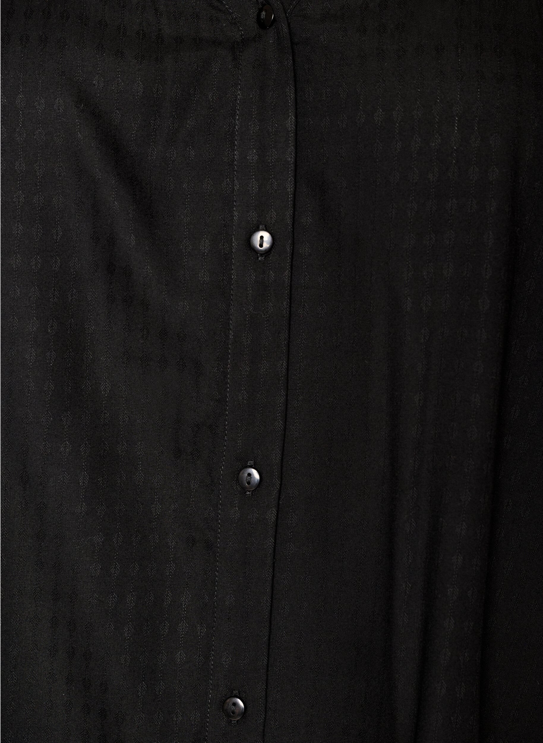ZizzifashionViscose shirt with short sleeves and ruched detail, Black, Packshot image number 2