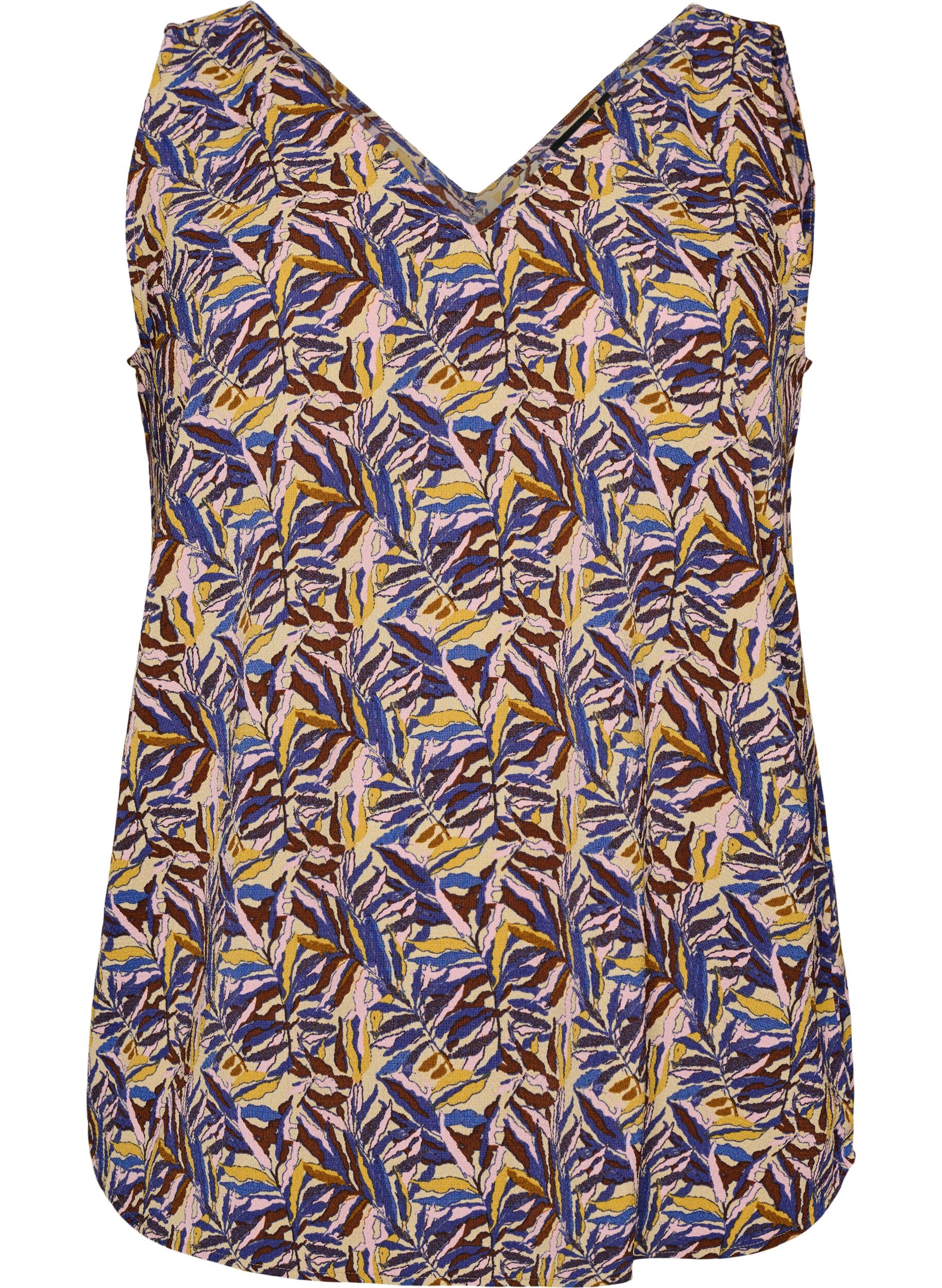 ZizzifashionPrinted top with v-neck, Blue, Packshot image number 0