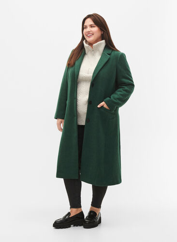 Coat with buttons and pockets, Trekking Green Mel, Model image number 3