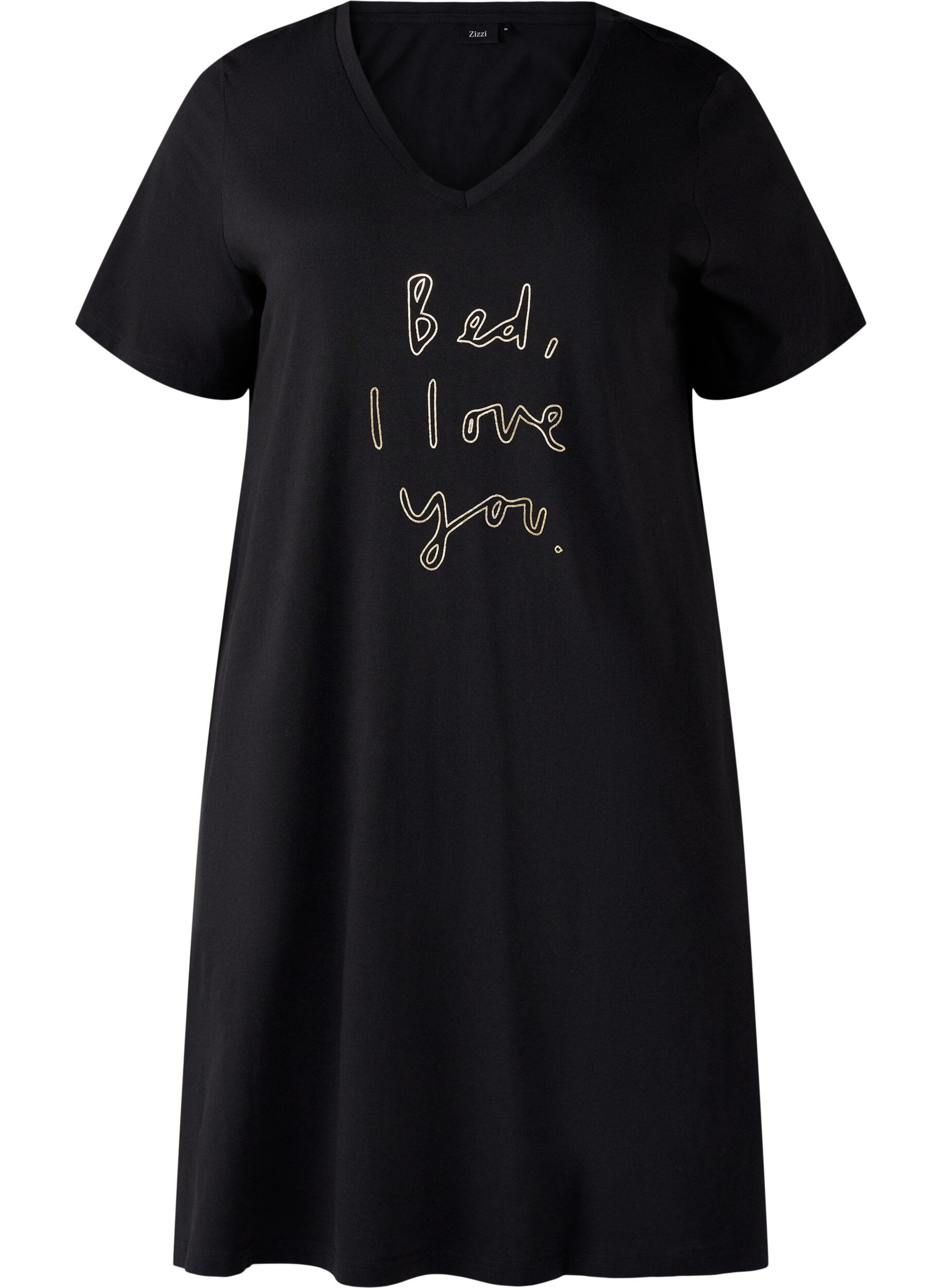Zizzifashion Organic cotton nightgown with v-neck, , Packshot image number 0