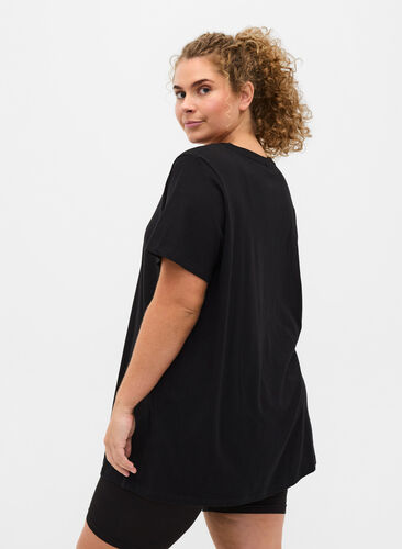 Oversize sleep T-shirt in organic cotton, Black Sleep, Model image number 1