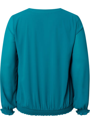 Long sleeve blouse with smock, Deep Lake, Packshot image number 1