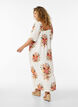 Long dress with a square neckline and floral motifs, Vanilla, Model image number 1