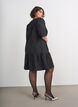 Jacquard dress with sparkly details and puff sleeves, Black, Model image number 2