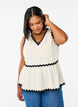 Sleeveless top with wavy contrast edges, Beige, Model image number 0