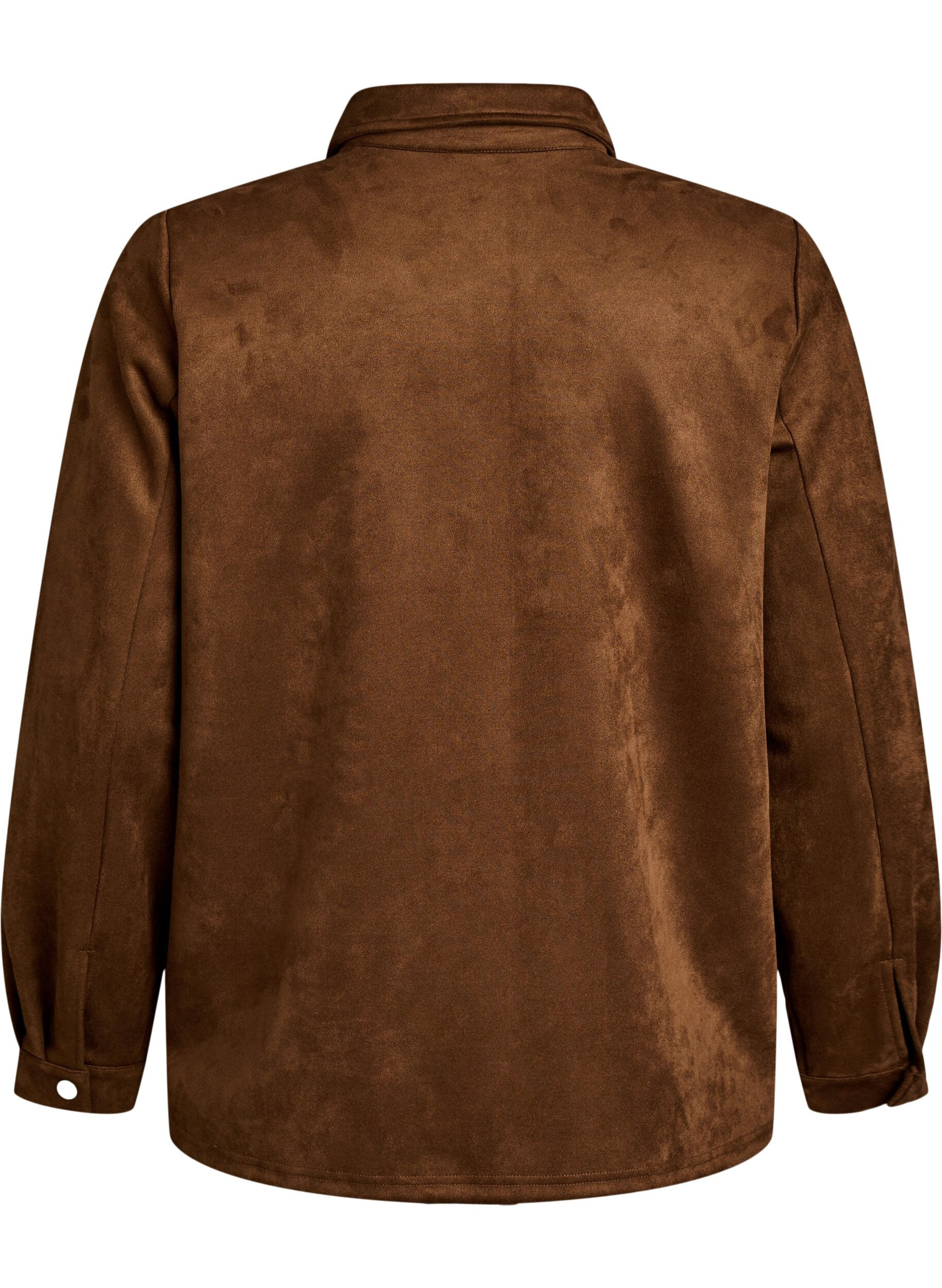 Zizzifashion Faux suede shirt, Brown, Packshot image number 1