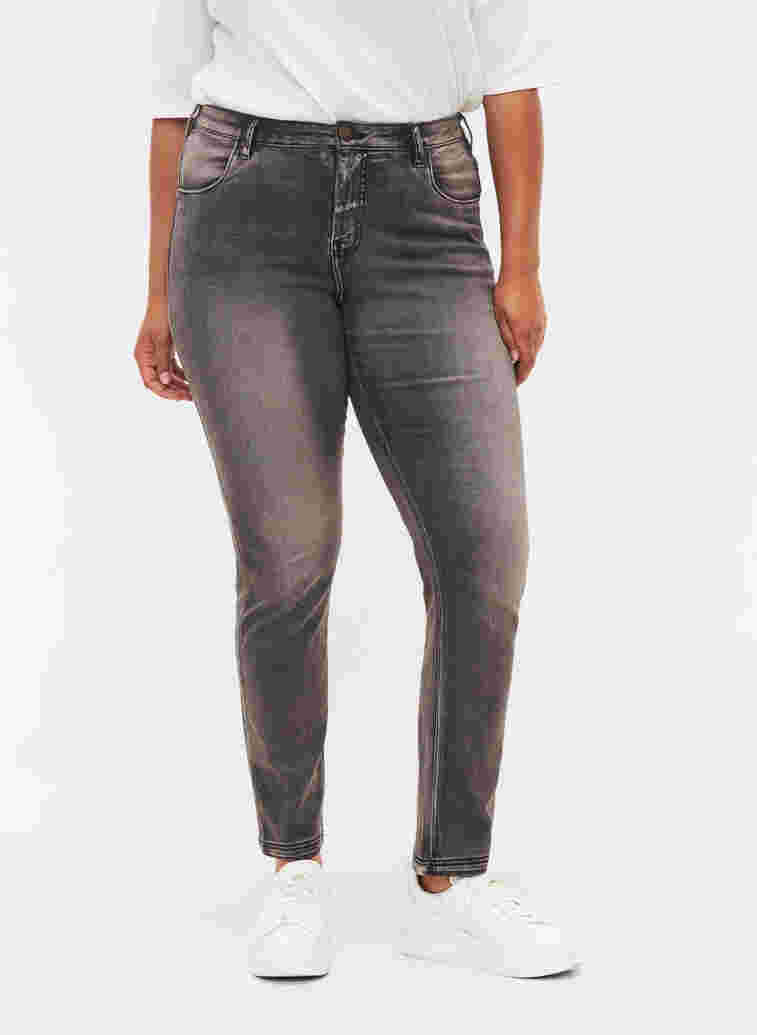 Slim fit Emily jeans with normal waist, Dark Grey Denim, Model image number 2