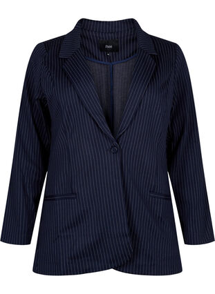 Pinstripe blazer with button closure, Navy Stripe, Packshot image number 0