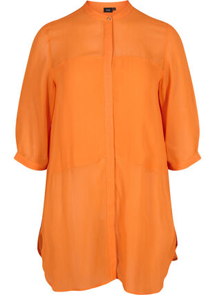 Long viscose shirt with 3/4 sleeves, Orange Peel, Packshot image number 0
