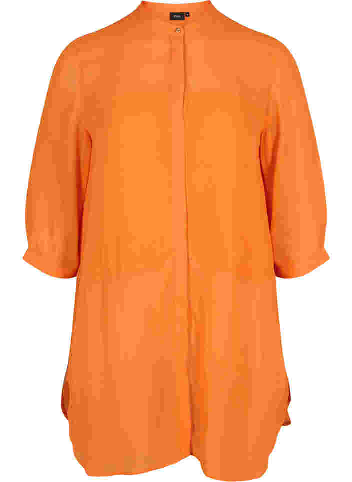 Long viscose shirt with 3/4 sleeves, Orange Peel, Packshot image number 0